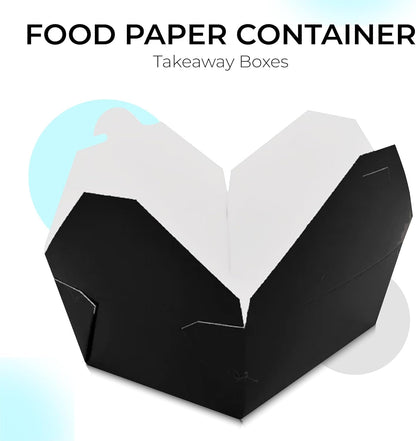 NIEVAN Black Snack Box – Interlocking, Secure-Close, Disposable Takeaway Container, Recyclable, Ideal for Snacks, Pasta & Noodles